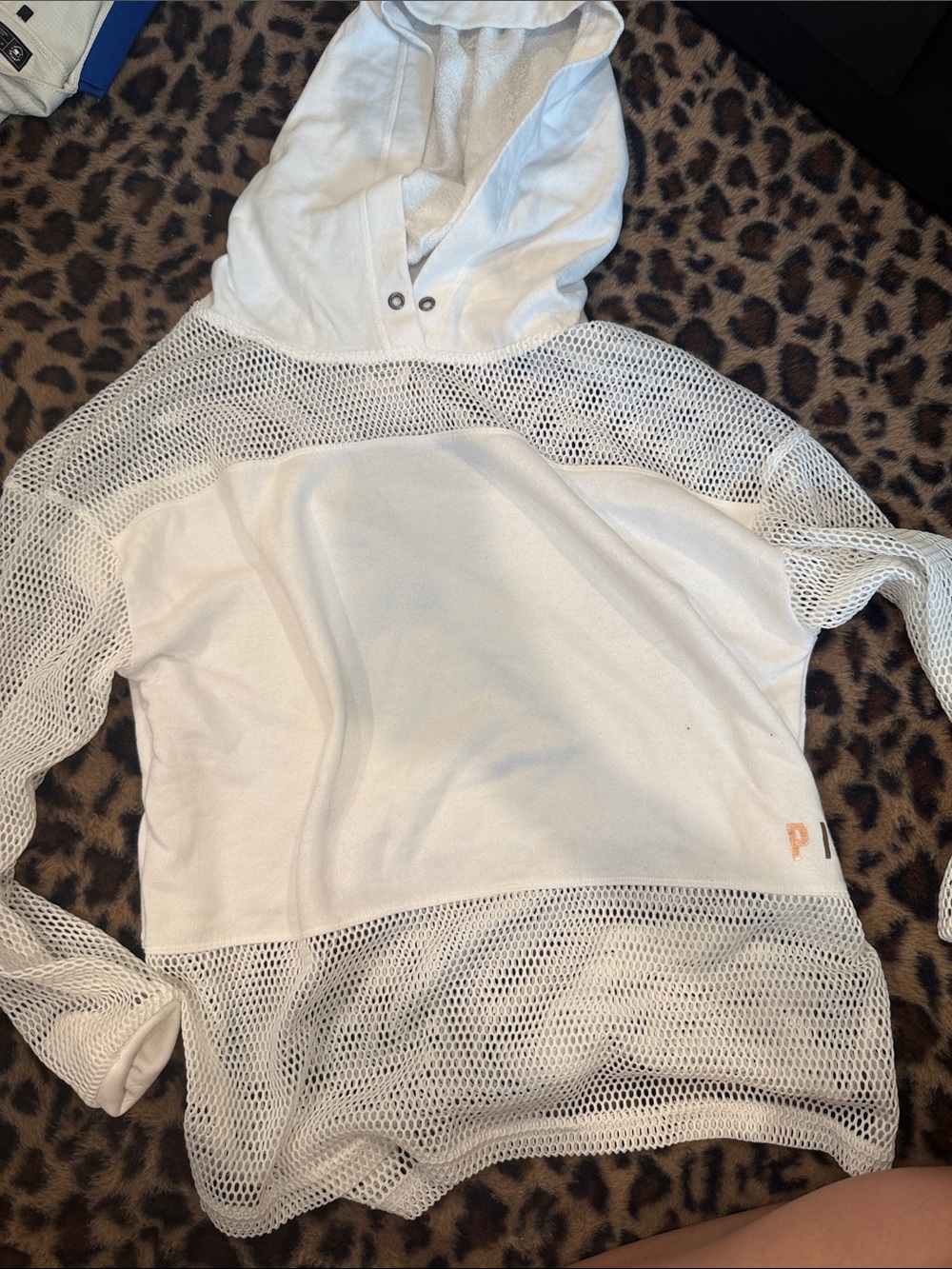 Victoria's Secret White Mesh Pullover Hoodie